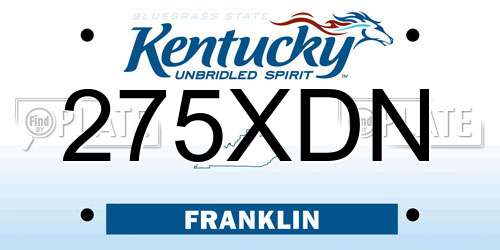 275XDN Kentucky License Plate