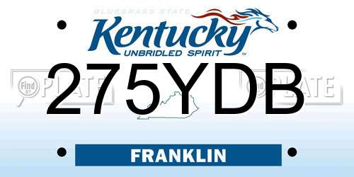 275YDB Kentucky License Plate