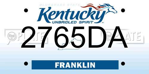 2765DA Kentucky License Plate