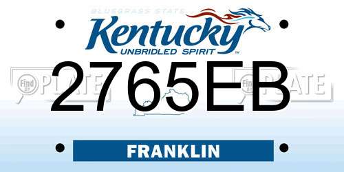 2765EB Kentucky License Plate