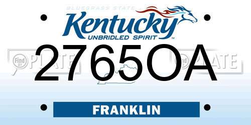 2765OA Kentucky License Plate
