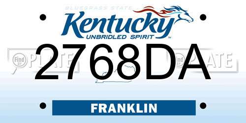 2768DA Kentucky License Plate