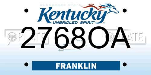 2768OA Kentucky License Plate