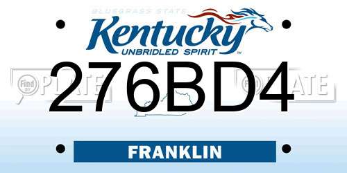 276BD4 Kentucky License Plate