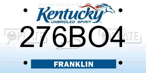 276BO4 Kentucky License Plate
