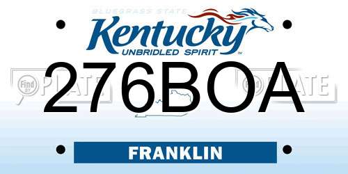 276BOA Kentucky License Plate