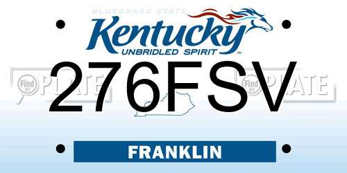 276FSV Kentucky License Plate