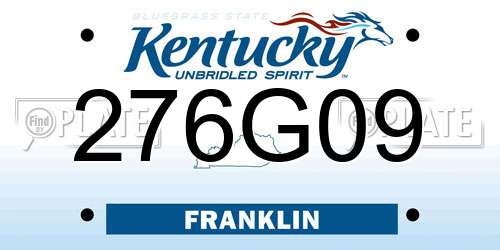 276G09 Kentucky License Plate