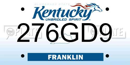 276GD9 Kentucky License Plate