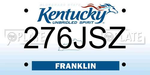 276JSZ Kentucky License Plate