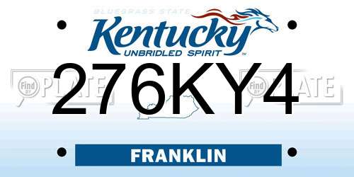 276KY4 Kentucky License Plate