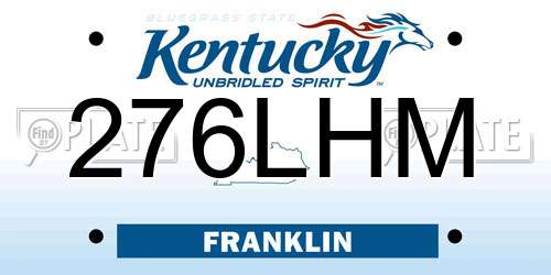 276LHM Kentucky License Plate