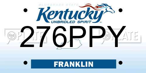276PPY Kentucky License Plate