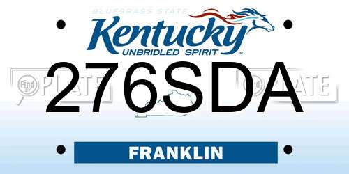 276SDA Kentucky License Plate