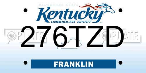 276TZD Kentucky License Plate