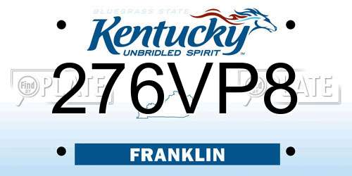 276VP8 Kentucky License Plate