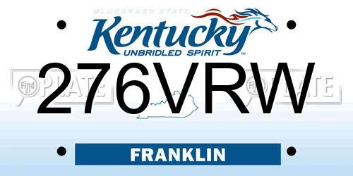 276VRW Kentucky License Plate