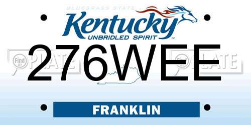 276WEE Kentucky License Plate