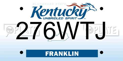 276WTJ Kentucky License Plate