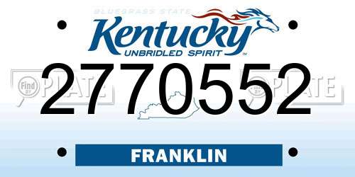 2770552 Kentucky License Plate