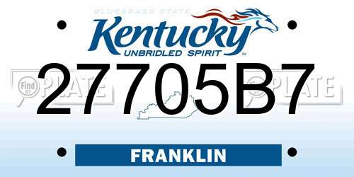 27705B7 Kentucky License Plate