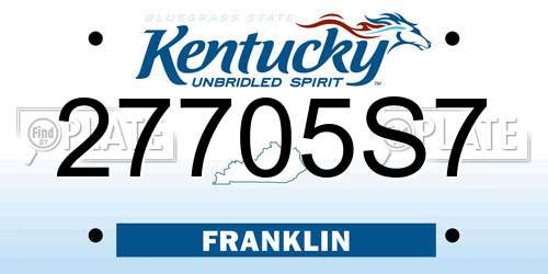 27705S7 Kentucky License Plate