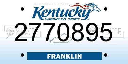 2770895 Kentucky License Plate