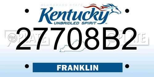 27708B2 Kentucky License Plate
