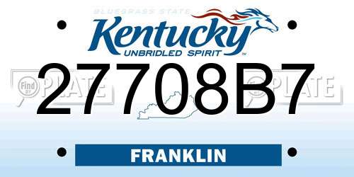 27708B7 Kentucky License Plate