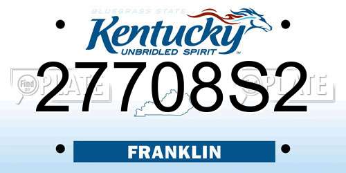 27708S2 Kentucky License Plate