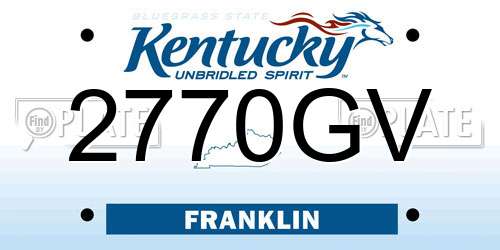 2770GV Kentucky License Plate