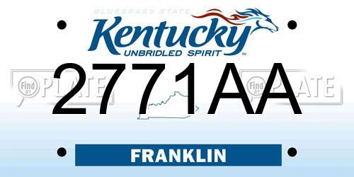 2771AA Kentucky License Plate