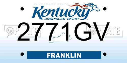 2771GV Kentucky License Plate