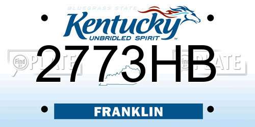 2773HB Kentucky License Plate