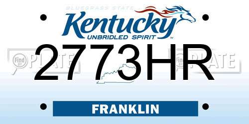 2773HR Kentucky License Plate