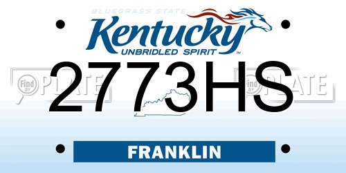 2773HS Kentucky License Plate