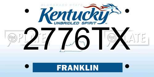 2776TX Kentucky License Plate