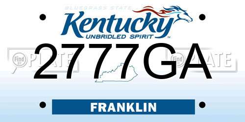 2777GA Kentucky License Plate