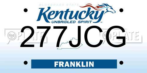 277JCG Kentucky License Plate