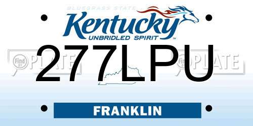 277LPU Kentucky License Plate