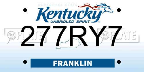277RY7 Kentucky License Plate