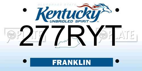 277RYT Kentucky License Plate