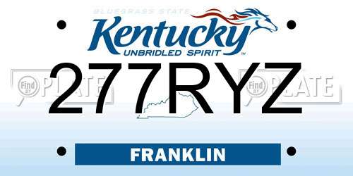 277RYZ Kentucky License Plate