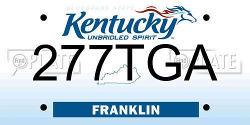 277TGA Kentucky License Plate