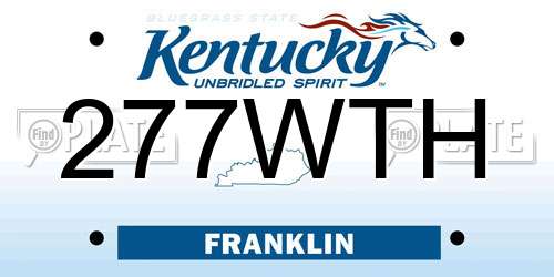 277WTH Kentucky License Plate