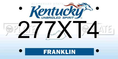 277XT4 Kentucky License Plate