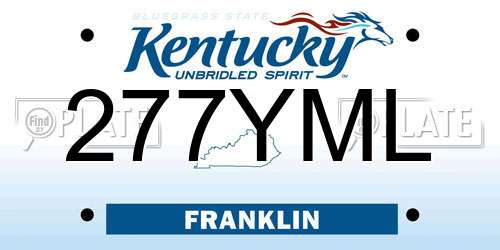 277YML Kentucky License Plate