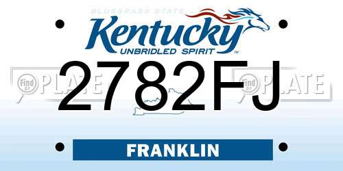 2782FJ Kentucky License Plate