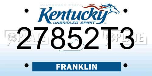 27852T3 Kentucky License Plate