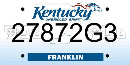 27872G3 Kentucky License Plate